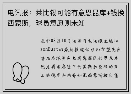 电讯报：莱比锡可能有意恩昆库+钱换西蒙斯，球员意愿则未知